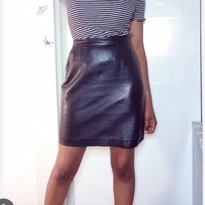 Black 100% Leather Pencil Skirt